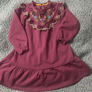 Mini Boden Purple Dress with Colorful Floral Detail